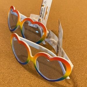 Bundle of 2 Pair Vibrant Rainbow Heart-Shaped Sunglasses